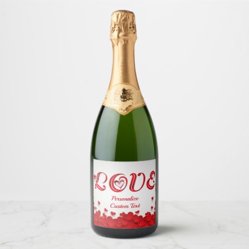Romantic Red Heart Love Personalize Wine Champagne Sparkling Wine Label