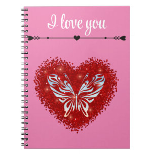 Romantic red heart notebook