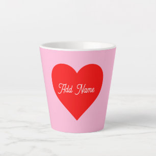 Romantic Red Heart Pastel Pink Personalized Latte Mug
