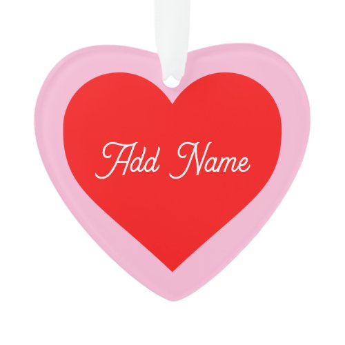 Romantic Red Heart Pastel Pink Personalized Ornament