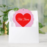 Romantic Red Heart Pastel Pink Personalized Ornament Card<br><div class="desc">Simple warm red heart on pastel pink colored background. Graphic designed decoration idea. Aesthetic form commonly used to represent love,  support,  close bonds,  friendship and admiration.</div>