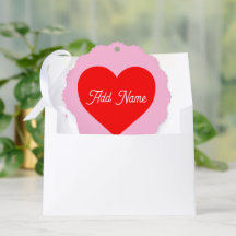 Romantic Red Heart Pastel Pink Personalized