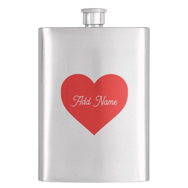 Romantic Red Heart Personalized Flask (Front)