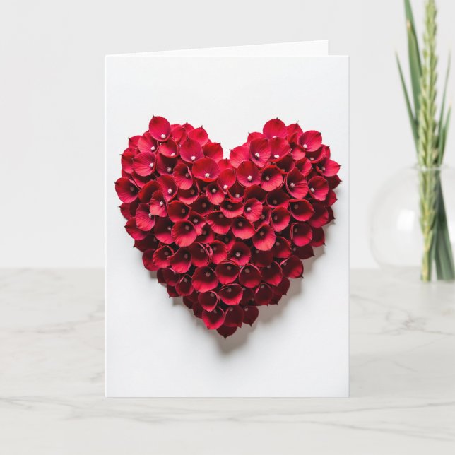 Romantic Red Heart Petals Card (Front)