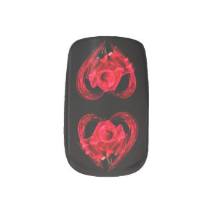Romantic Red Heart Rose Minx Nail Art Love 