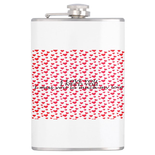 Romantic red heart-shaped pattern flask (Front)