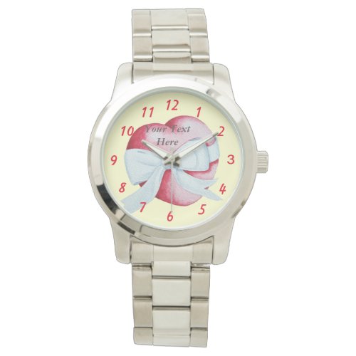 romantic red heart tied with white bow watch