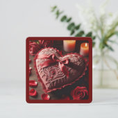 ROMANTIC RED HEART VALENTINES DAY  HOLIDAY CARD (Standing Front)