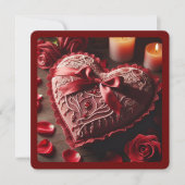ROMANTIC RED HEART VALENTINES DAY  HOLIDAY CARD (Front)