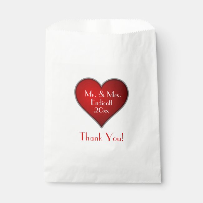 Romantic Red Heart with Name and Wedding Date