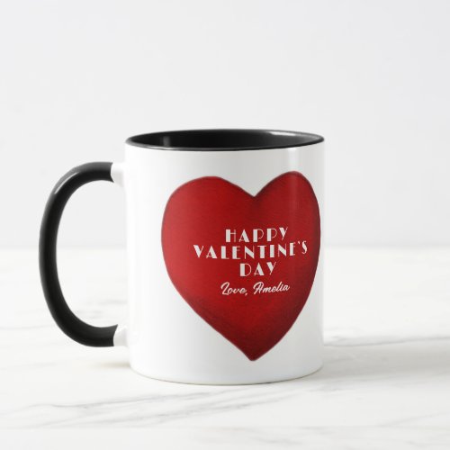 Romantic Red Heart with Name Valentines Day  Mug