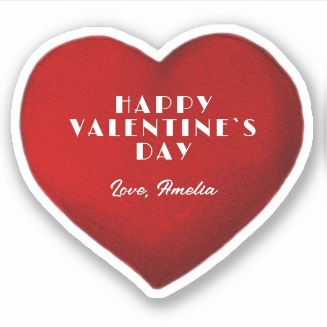 Romantic Red Heart with Name Valentine`s Day  Sticker (Front)