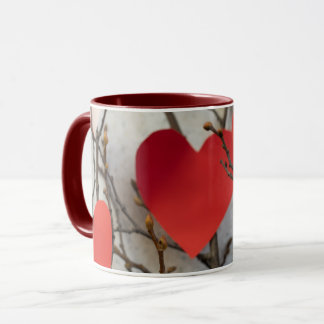 Romantic Red Hearts Accent Coffee Mug | Cute Love