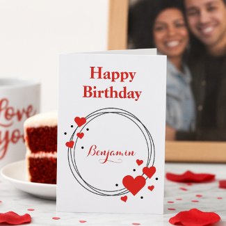 Romantic Red Hearts Birthday for Him