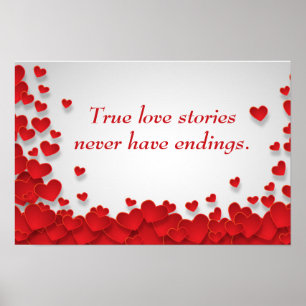 Romantic Red Hearts Customized Love Quote Poster
