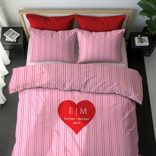 Romantic Red Hearts Gift for Wife Duvet Cover
