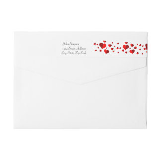 Romantic,Red Hearts,Love,Personalized Wrap Around Label