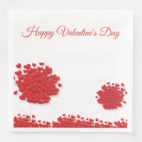 Romantic Red HeartsLoveTreeValentine Paper Dinner Napkins