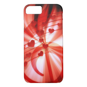 Romantic Red Hearts Music Clef Note Abstract iPhone 8/7 Case