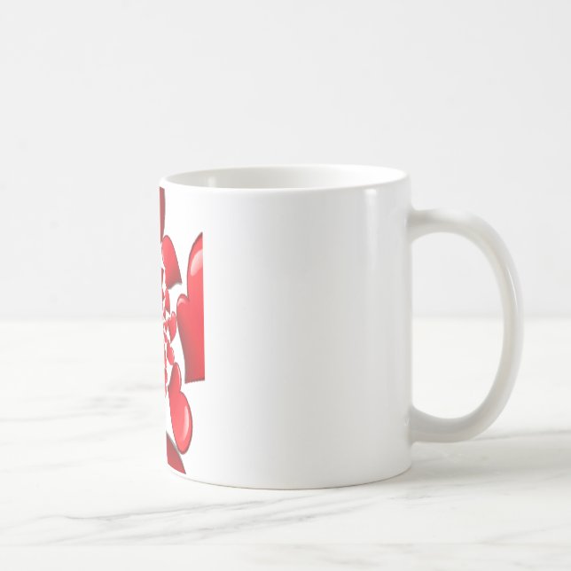 Romantic Red Hearts Pattern Art Print Coffee Mug (Right)
