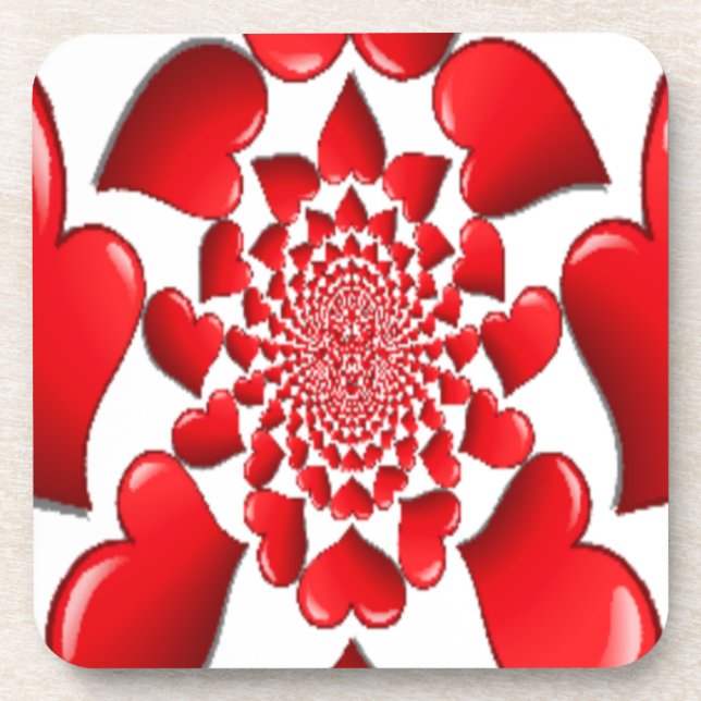 Romantic Red Hearts Pattern Art Print Drink Coaster (Front)