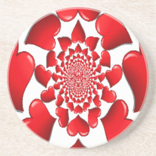 Romantic Red Hearts Pattern Art Print Drink Coaster