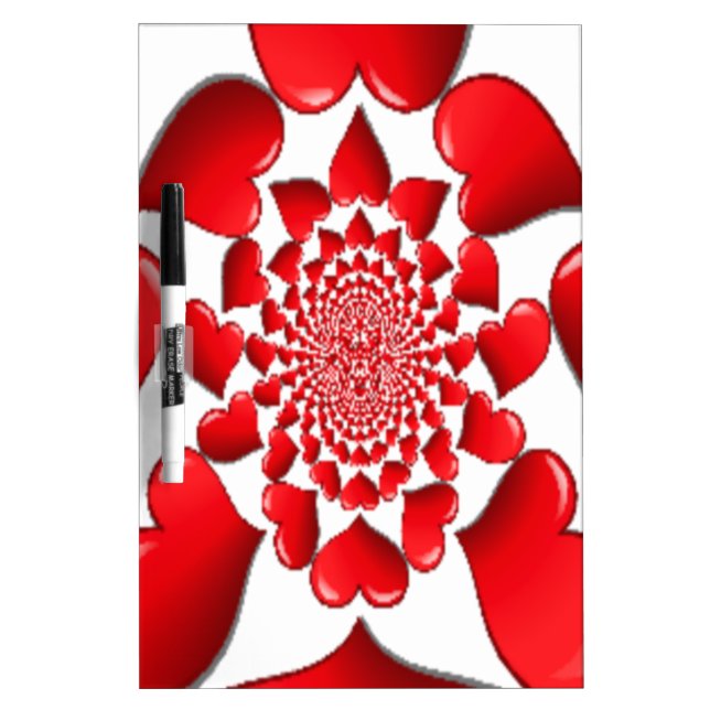 Romantic Red Hearts Pattern Art Print Dry Erase Board (Front)