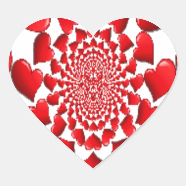 Romantic Red Hearts Pattern Art Print Heart Sticker (Front)