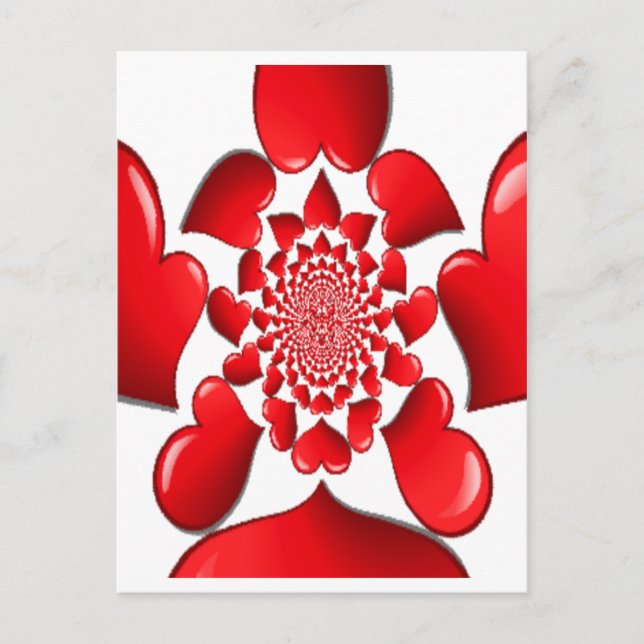 Romantic Red Hearts Pattern Art Print Holiday Postcard (Front)