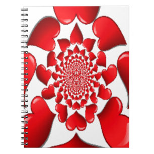 Romantic Red Hearts Pattern Art Print Notebook