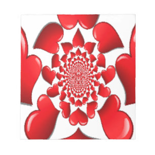Romantic Red Hearts Pattern Art Print Notepad