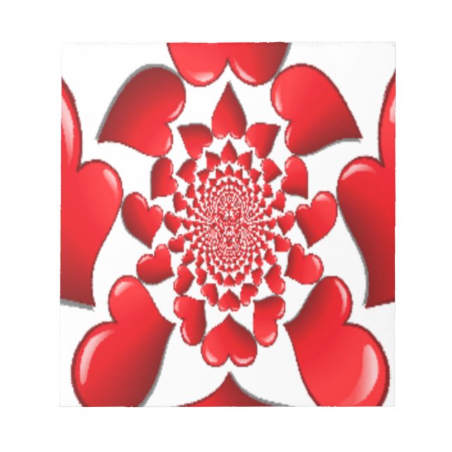 Romantic Red Hearts Pattern Art Print Notepad (Front)