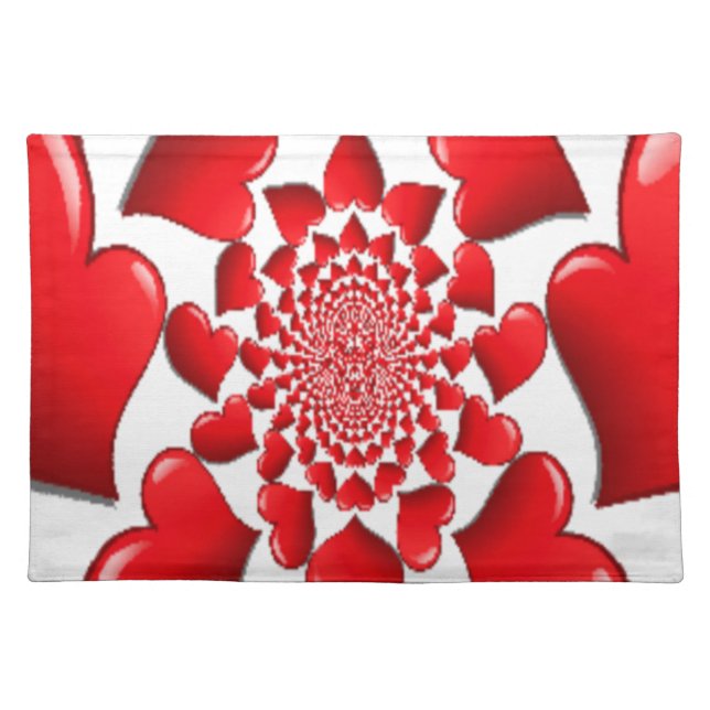 Romantic Red Hearts Pattern Art Print Placemat (Front)