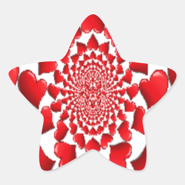 Romantic Red Hearts Pattern Art Print Star Sticker (Front)