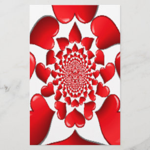 Romantic Red Hearts Pattern Art Print Stationery