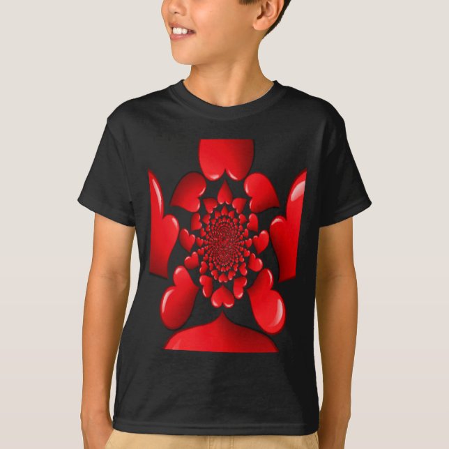 Romantic Red Hearts Pattern Art Print T-Shirt (Front)
