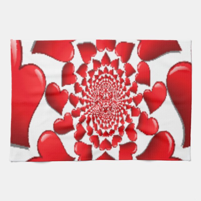 Romantic Red Hearts Pattern Art Print Towel (Horizontal)