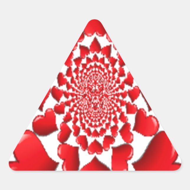 Romantic Red Hearts Pattern Art Print Triangle Sticker (Front)