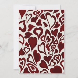 Romantic Red Hearts Pattern Wedding Invitation | E