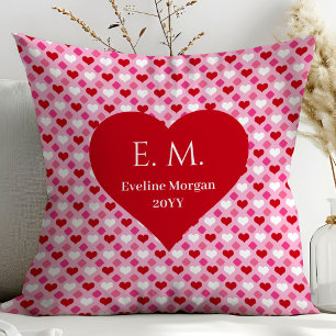Romantic Red Hearts Personalized Gift for Wife  Throw Pillow