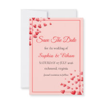 Romantic Red Hearts Save the Date Card