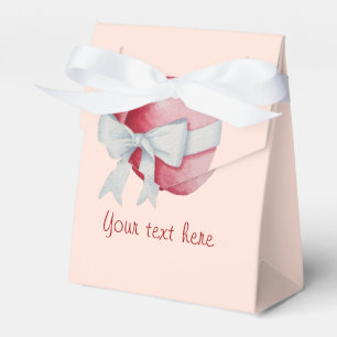 Romantic red hearts tied with white ribbon bow favor boxes