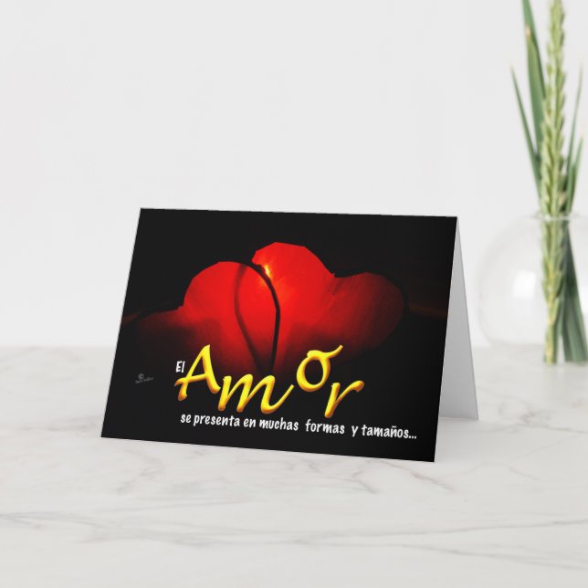 Romantic Red Hearts Valentine ESPANOL SPANISH Thank You Card (Front)