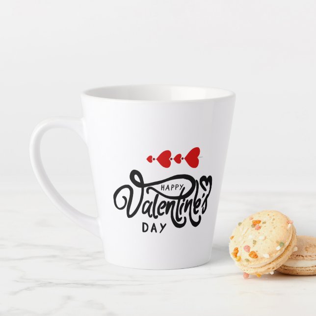 Romantic Red Hearts Valentine’s Day Design Latte Mug (In Situ)
