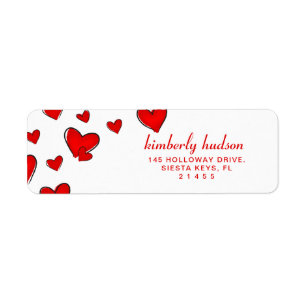Romantic Red Hearts Valentine's Day Label