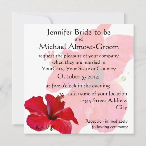 Romantic Red Hibiscus Personalized Announcement