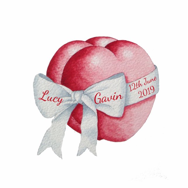 romantic red love heart and white ribbon bow cutout (Front)