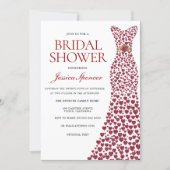 Romantic Red Love Heart Dress Bridal Shower Invite (Front)