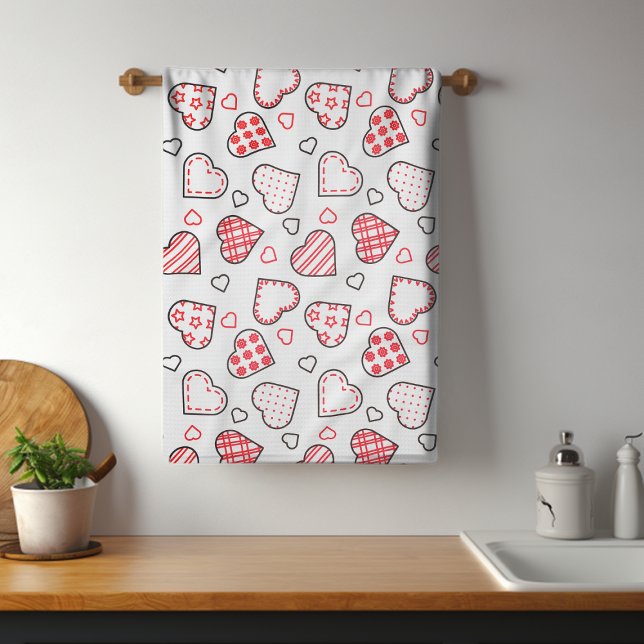 Romantic Red Love Heart Pattern | Holidays Kitchen Towel (Creator Uploaded)