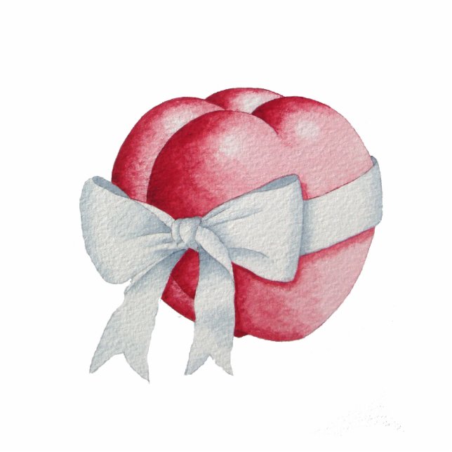 romantic red love heart tied with white ribbon bow statuette (Front)